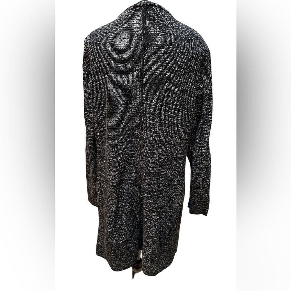 Talbots Two Way Zip Sweater Jacket Cardigan Duster Size XLarge Marled Black Knit - Picture 3 of 5